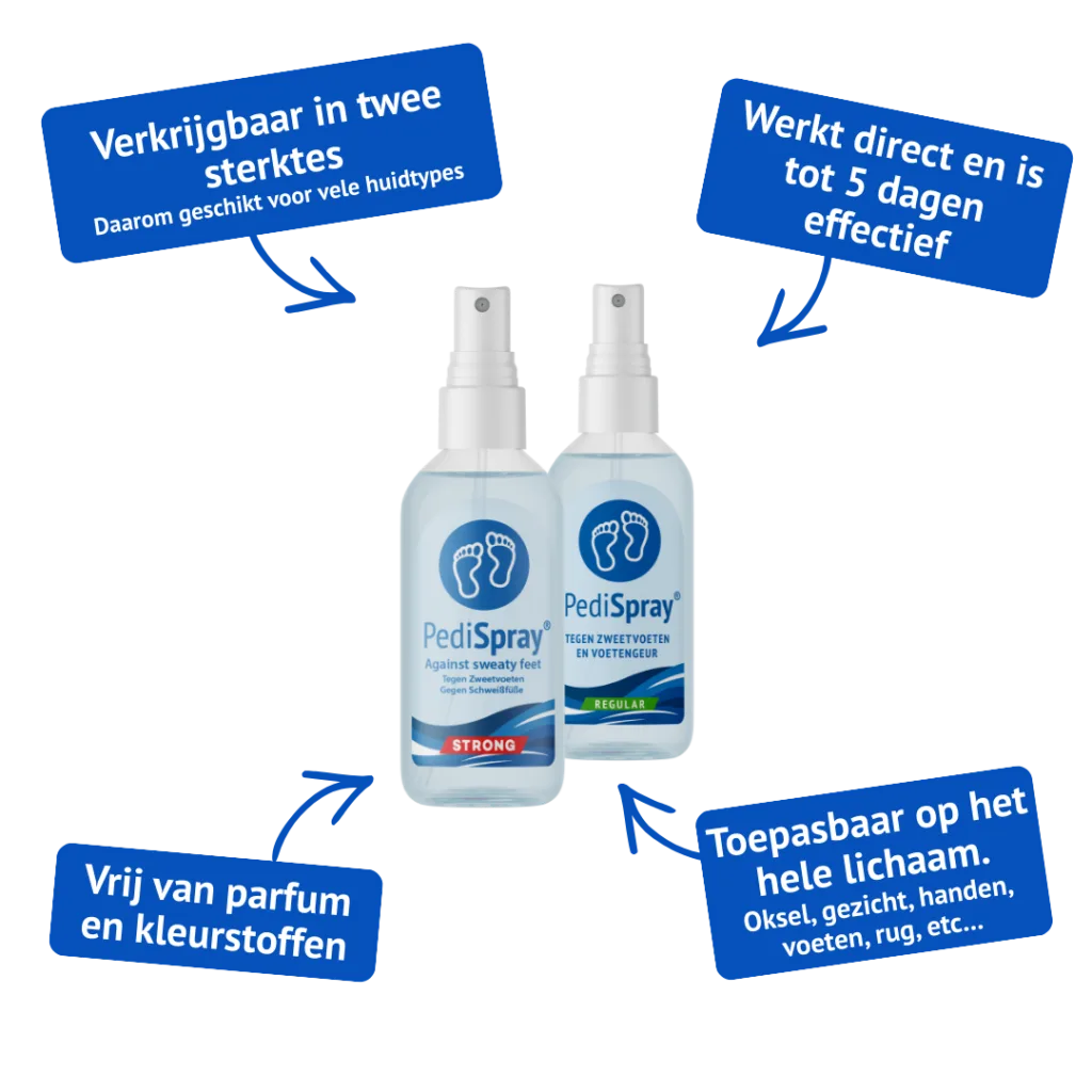 PediSpray® på torra fötter: svettdämpande och desinficerande på huden