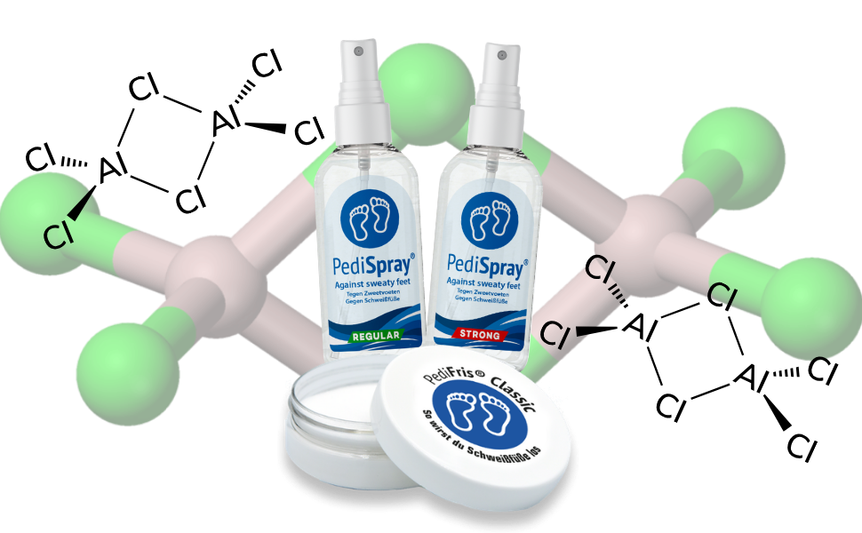 PediSpray® antiperspirant med aluminiumklorid mot svettiga fötter — Regular 15 % och Strong 20 %